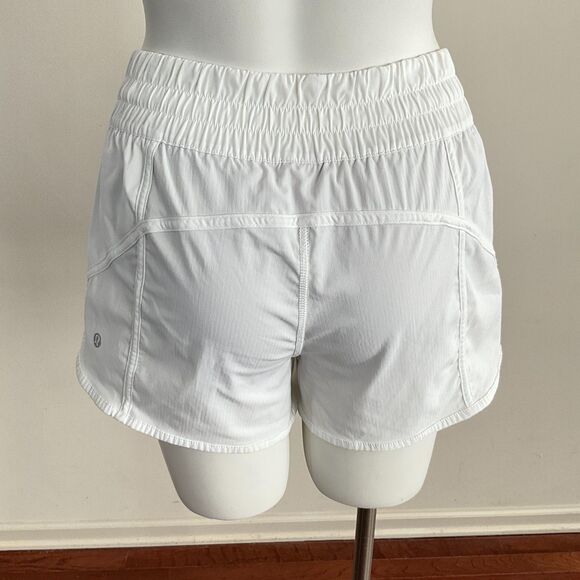 Lululemon Tracker Low Rise Lined Elastic Waist Short Shorts White 8 - Picture 6 of 13